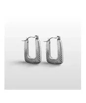 Hoops with line pattern - High quality Stainless Steel & Gold Plated - Silver