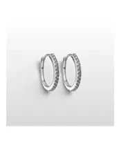 9ct White Gold Hoops with Zircons - 1.6cm