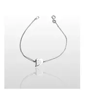 9ct White Gold Heart Bracelet double chain