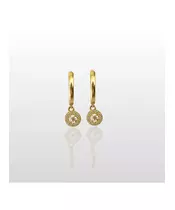 9ct Gold Hoops with Hanging Zircons Circle