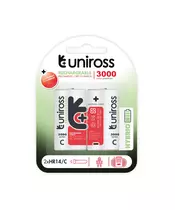 Uniross C 3000 Hybrio Rechargable Batteries 2 Pcs