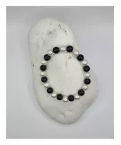 Bracelet elastic Black & White Pearl