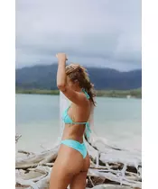 Zoe V Line High Leg Brazil Bikini Bottom In Aqua