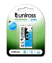 Uniross AA 2700 NiMH Rechargable Batteries 2 Pcs