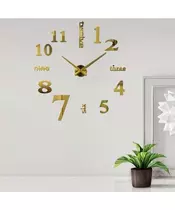 Ρολόι τοίχου DIY με αυτοκόλλητα ψηφία 3D Χρυσό 60x60cm