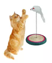 Γούνινο ποντίκι σε ελατήριο παιχνίδι γάτας