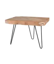 Ξύλινο Τραπεζάκι Σαλονιού με μεταλλικό σκελετό, 50x40x37 cm, Teak End Table – Aria Trade