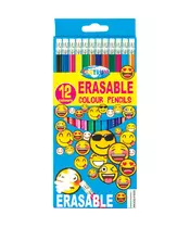 Colour pencils plastic ERASABLE 12col. Emojidex hexagonal