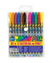 Set of 12 colours gel pens 1.0mm GLITTER (refillable) / PVC bag