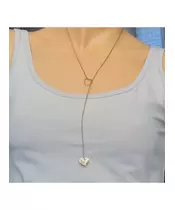 "Chic & Simple -Long heart"Gold Color Necklace