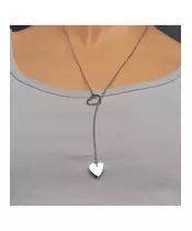 "Chic & Simple -Long heart" Silver Color Necklace