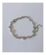 Silver Bracelet "Hearts- Light pink" (S925)