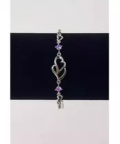 Silver Bracelet "Two Hearts- Purple" (S925)