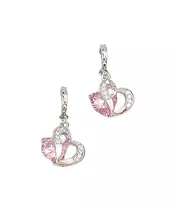 Silver Earrings "Pink Hearts" (S925)