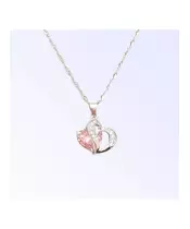 Silver Pendant "Pink Hearts" (S925)