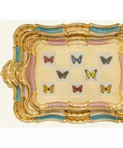 L & M Florence Art Florentine Wooden Tray Butterfly Beige