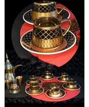 ORIENTAL COFFEE Tea SET DARK BRONZE Mosaic 6pcs #CF03