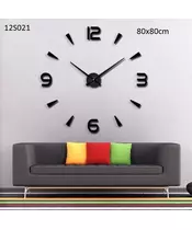 Ρολόι τοίχου DIY με αυτοκόλλητα ψηφία 3D μαύρο  80x80cm 12S021