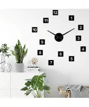 DIY Clock 12019-BF Μαύρο Μεγάλο Ρολόι με Τετράγωνους Αριθμούς