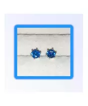 Silver Earrings "Blue Zircons" (S925)