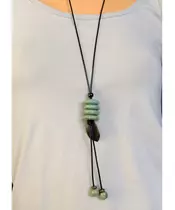Long Handmade Ceramic Necklace "Light green"