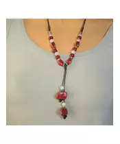 Long Handmade Ceramic Necklace "Red-2"
