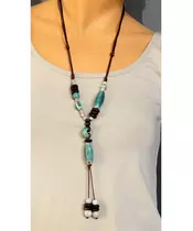 Long Handmade Ceramic Necklace "Light blue"