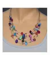 Multi-layers Necklace - Multicolor Beads