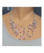 Multi-layers Necklace - Pink Quartz