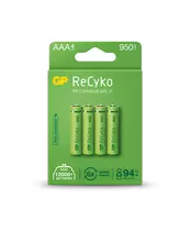 GP ReCyko+ Recharg Batteries AAA 950mah 4pcs 656.161UK