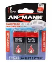 ANSMANN 9V E-Block - Pack of 2,Non - Rechargeable Batteries,Smoke Detector 9V Alkaline Pack