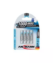 ANSMANN Micro - AAA size - Pack of 4,NiMH Rechargeable Batteries