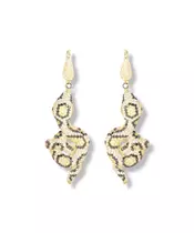 18K GOLD SNAKE EARRINGS 2.18CT DIAMOND, 2.16CT BL.DIAMOND, 2.27CT Y.SAPHIRE