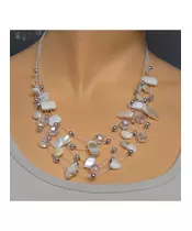 Multi-layers Necklace - White Beads