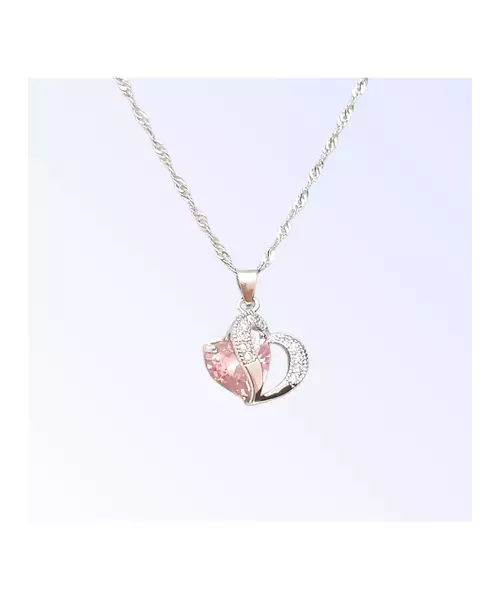 Silver Pendant "Pink Hearts" (S925)