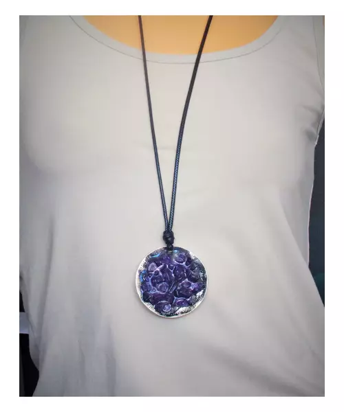 Artistic handmade necklace "Purple Planet"