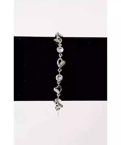 Silver Bracelet "Hearts- White" (S925)