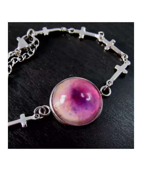 "Light Purple Sphere" Resin Art Chain Bracelet