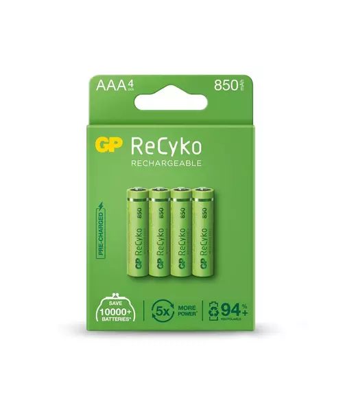 GP ReCyko+ Recharg Batteries AAA 800mah 4pcs 656.859UK