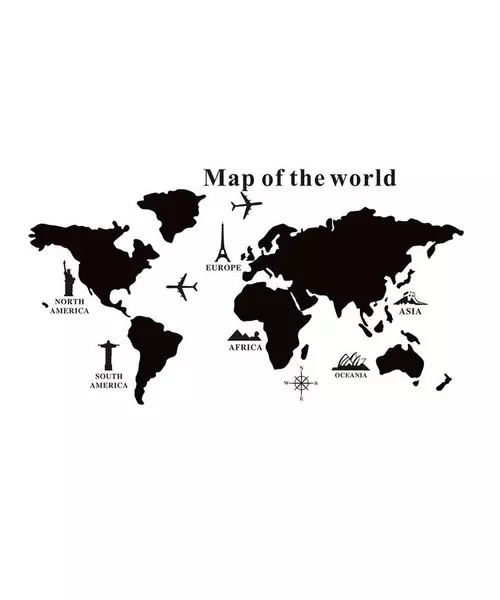 Αυτοκόλλητος Μαυροπίνακας Ανακοινώσεων από PVC σε Σχήμα Παγκόσμιος Χάρτης με Κιμωλίες Puzzle World Map 102 x 55 cm Bakaji 8054143001082