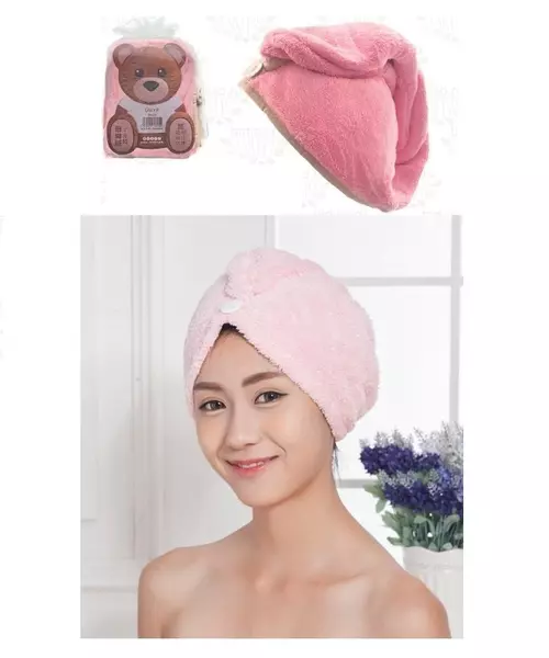 Πετσέτα – τουρμπάνι στεγνώματος μαλλιών ροζ