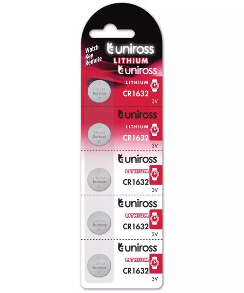 Uniross CR1632 Button Cell Lithium Battery (5pack)