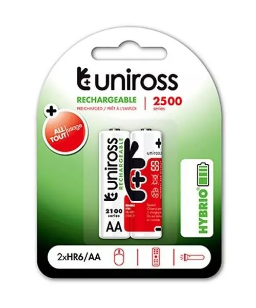 Uniross AA 2500 Hybrio Rechargeable Battery 2pcs