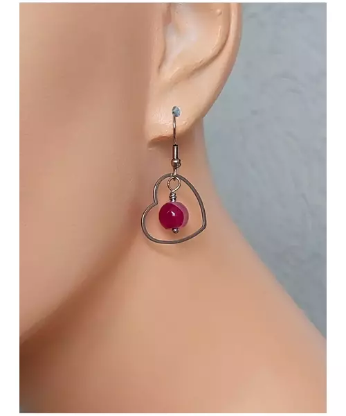 Handmade earings with Pink Agate