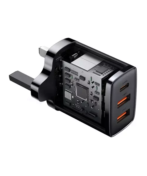 Baseus Charger Wall 30W USB-C/2xUSB-A UK Black