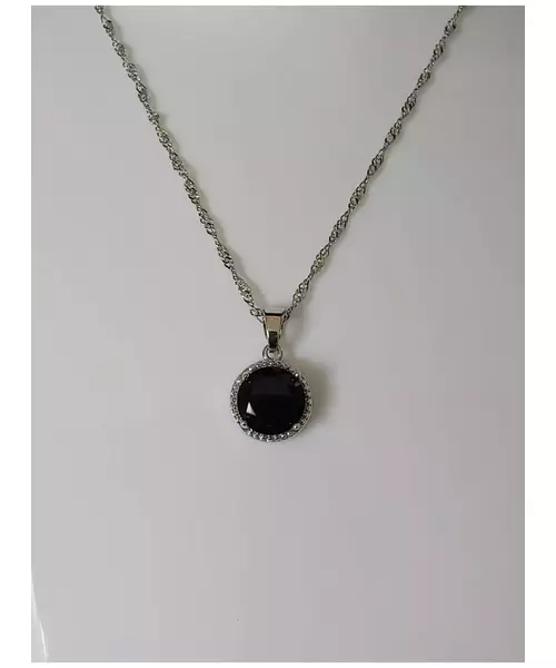 Silver Pendant "Black Circle" (S925)