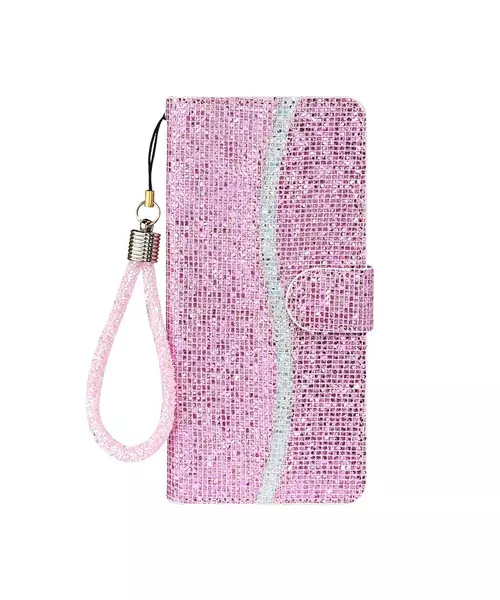 IPHONE 12 Wallet Bling Glitter Leather Cover