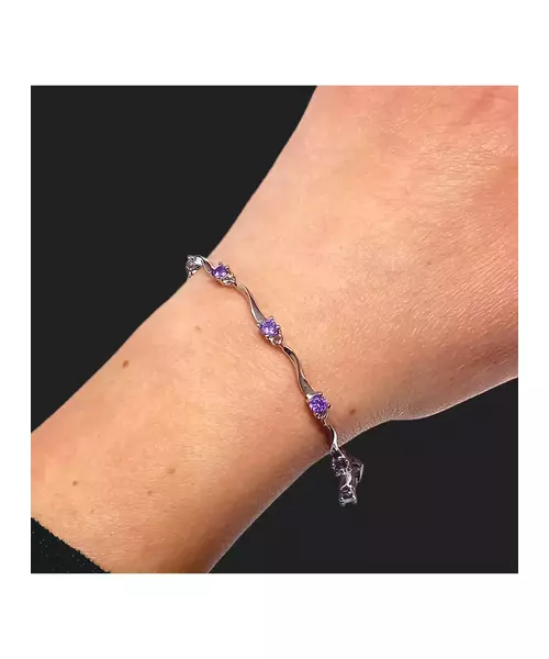 Silver Bracelet "Waves - Purple" (S925)