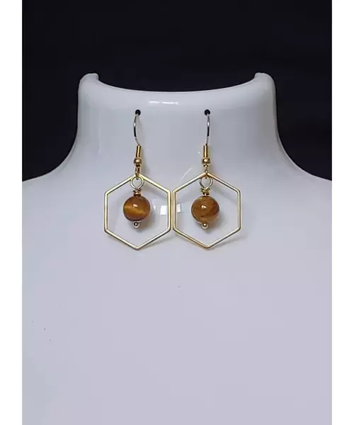 Handmade earings with Brown Tiger's Eye