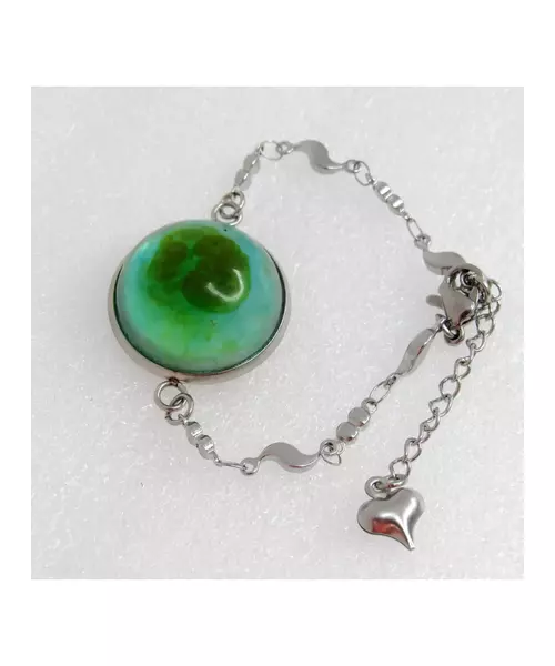 "Green Sphere" Resin Art Chain Bracelet